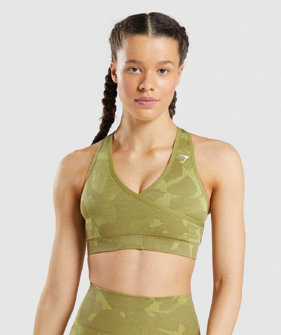 Sujetadores Deportivos Gymshark Adapt Camo Seamless Mujer Verde | CO 2205EBC